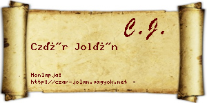 Czár Jolán névjegykártya